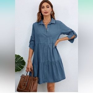 Denim dress.